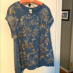 Floral Embroidered Blue Top